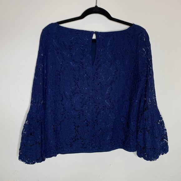 Lace Blue Laundry Puff Flounce Long Sleeve Sz Medium - Picture 6 of 9
